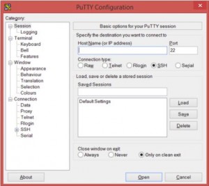 Putty configuration accueil